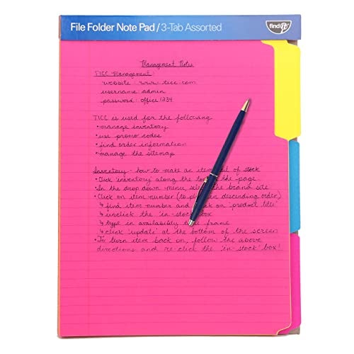 Find It File Folder Notepad - Pack of 12-9.5 x 12.5 Inch Notebook Organizer Folders for Filing, Document, and Clipboard Organization - Assorted Neon Colors - Image 1