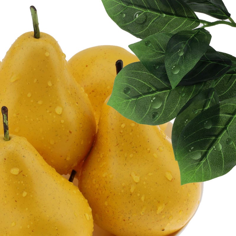 Gresorth ديكور كمثرى صفراء مزيفة عالية الجودة 6 قطع من جريسوورث للعرض في المنزل والحفلات والعطلات وعيد الميلاد - Image 2