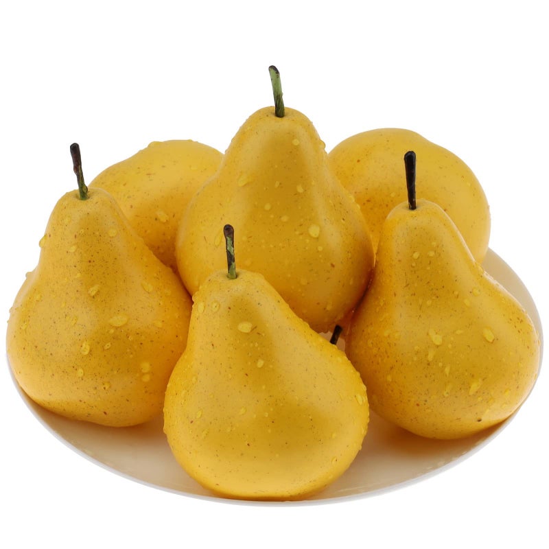 Gresorth ديكور كمثرى صفراء مزيفة عالية الجودة 6 قطع من جريسوورث للعرض في المنزل والحفلات والعطلات وعيد الميلاد - Image 5