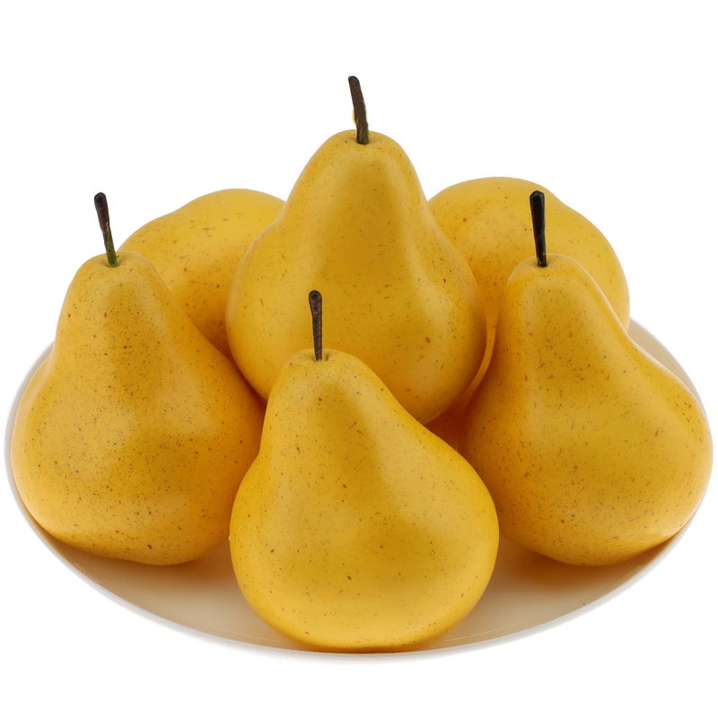 Gresorth ديكور كمثرى صفراء مزيفة عالية الجودة 6 قطع من جريسوورث للعرض في المنزل والحفلات والعطلات وعيد الميلاد - Image 1