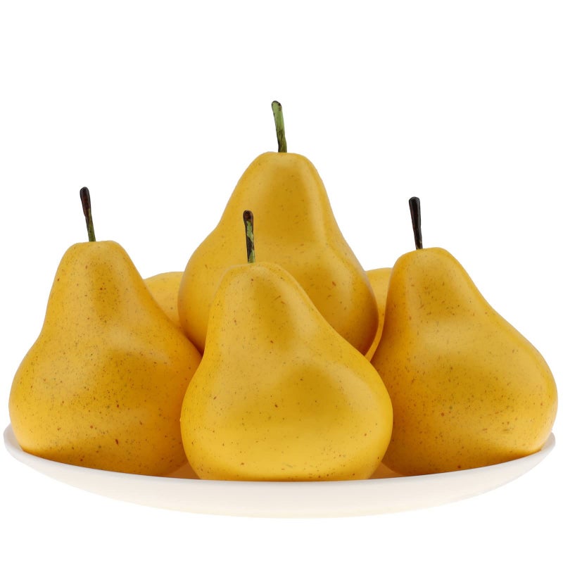 Gresorth ديكور كمثرى صفراء مزيفة عالية الجودة 6 قطع من جريسوورث للعرض في المنزل والحفلات والعطلات وعيد الميلاد - Image 4