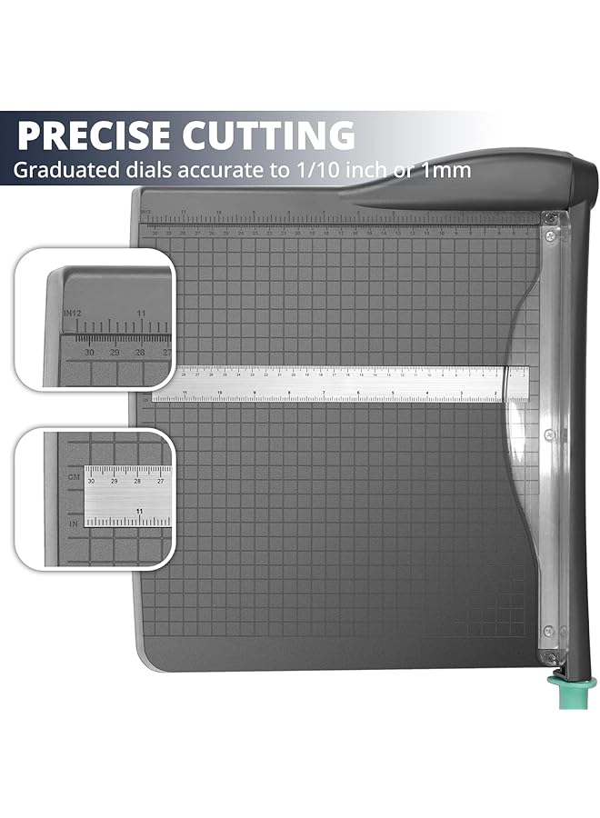 إيروريكس قاطع ورق بطول 12 بوصة، مقص ورق شبكي، مقصلة صور، مقصلة ورق شديدة التحمل، قواطع وقواطع للورق المقوى، أعمال ورقية، قطاعة ورق للمكتب والمنزل والمدرسة - Image 3