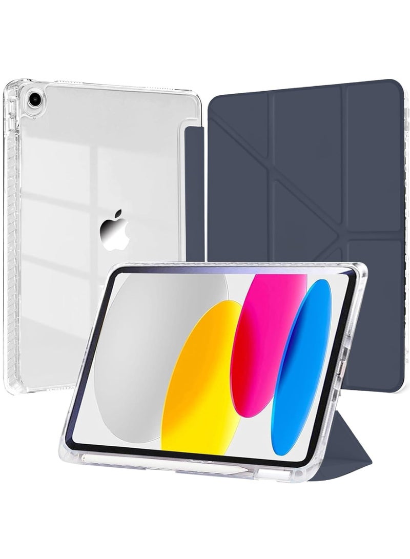 Rock Pow Case for iPad 10.2 inch (9th/8th/7th Generation, 2021/2020/2019) with Pencil Holder,Clear Transparent Back Shell Y-Shaped Trifold Stand Cover Case for 10.2 Inch iPad 9/8/7 Auto Wake/Sleep - Image 1