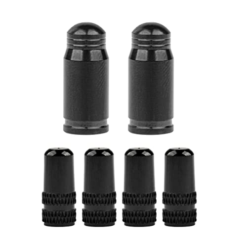 Wanyifa Bicycle 2X Titanium 4X Aluminium Presta Valve Cap (Black 4X Aluminium and 2 xTitanium) - Image 1