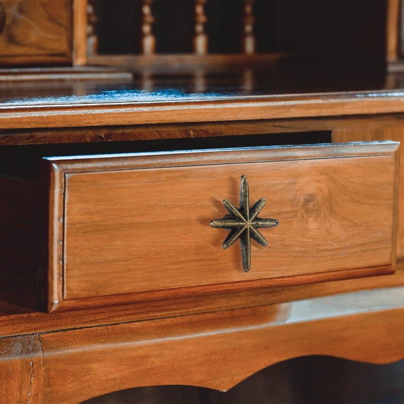 Otoolling 6 Set Unique Antique Gold Cast Iron Drawer Pulls & Cabinet Knobs, 8-Pointed Star Unique Cabinet Knobs, Add Mid-Century Modern Charm to Your Decor with Elegant Burst Design - Image 4