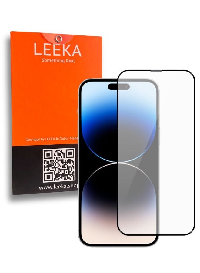 ليكا واقي شاشة iPhone 14 Pro مطفي مع عرض عالي الوضوح بدون فقاعات، مقاوم للسقوط والخدوش، حماية شاشة كاملة فائقة الوضوح ضد بصمات الأصابع مع مجموعة أدوات التثبيت السهل المجانية والمناديل، زجاج مقوى - Image 1