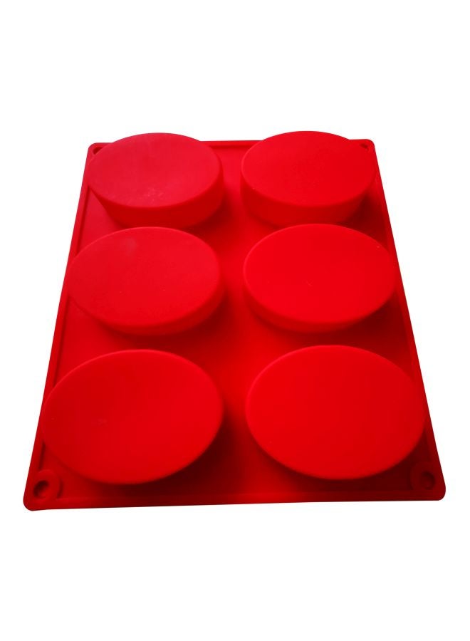 asmat 6-Cavity Oval Silicone Dessert Mould Red 22x20cm - Image 1