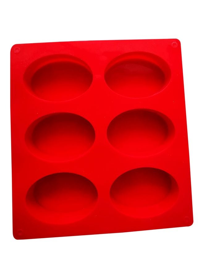 asmat 6-Cavity Oval Silicone Dessert Mould Red 22x20cm - Image 3