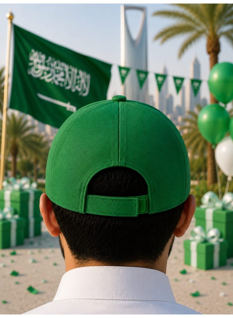 Saudi National Day Green Cap for Men & Women – “عزنا بطبعنا” Embroidered Style Baseball Cap, Adjustable Unisex Celebration Hat - Image 4