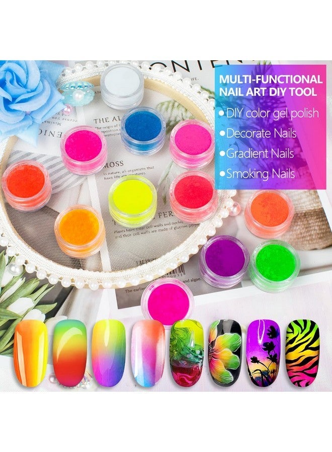 درمود مسحوق صبغة نينو للأظافر، 12 لونًا من مسحوق صبغة الراتينج قوس قزح الفلوري لأظافر الدخان المتدرجة الأكريليكية، مسحوق صبغة الطلاء عالي اللمعان لمكياج الهالوين وظلال العيون ومانيكير - Image 2