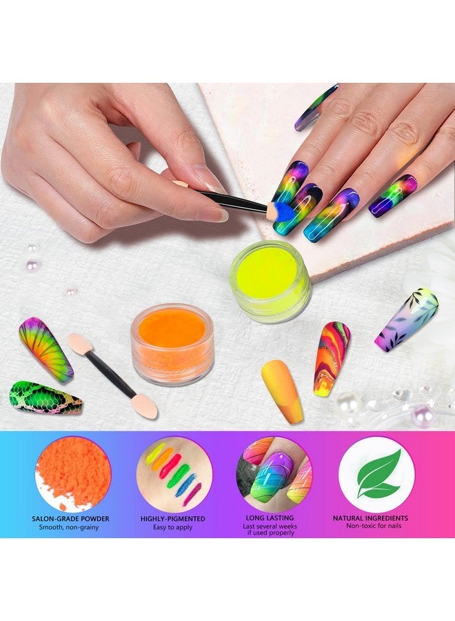 درمود مسحوق صبغة نينو للأظافر، 12 لونًا من مسحوق صبغة الراتينج قوس قزح الفلوري لأظافر الدخان المتدرجة الأكريليكية، مسحوق صبغة الطلاء عالي اللمعان لمكياج الهالوين وظلال العيون ومانيكير - Image 4