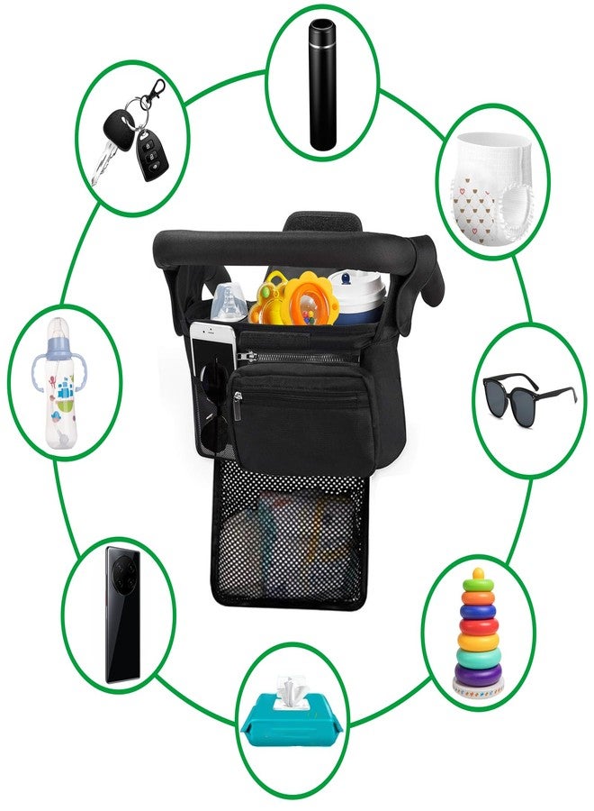 HOINCO Universal Baby Stroller Organizer，with Heightened Insulated Cup Holder,Detachable Phone Bag,Shoulder Strap and Mesh Bag，Fits Most Strollers. - Image 3