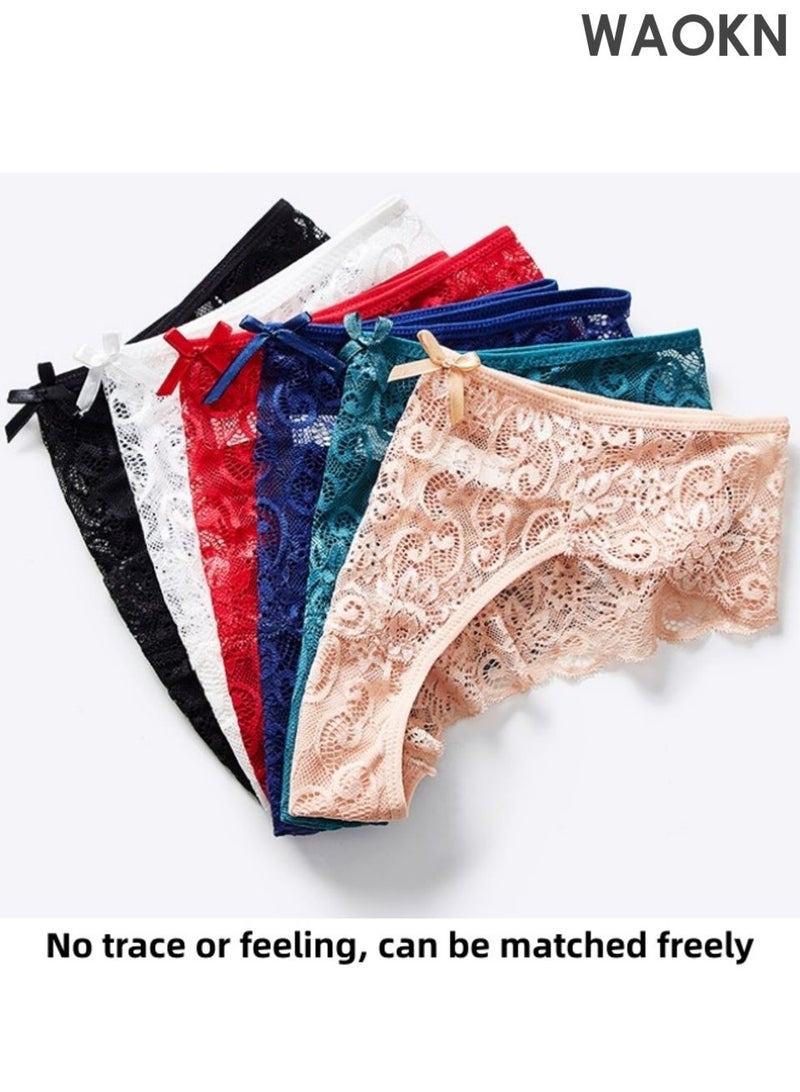 WAOKN 6 Pack Womens Underwear Lace Sort Bikini , Breathable Panties Low Rise Hipster Ladies Panties , No trace , breathable , invisible ,safe and comfortable ,Safe and comfortable, fashionable and versatile . - Image 4