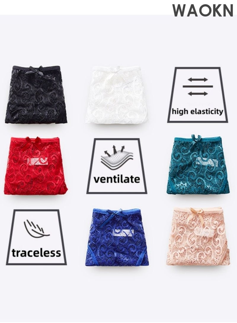 WAOKN 6 Pack Womens Underwear Lace Sort Bikini , Breathable Panties Low Rise Hipster Ladies Panties , No trace , breathable , invisible ,safe and comfortable ,Safe and comfortable, fashionable and versatile . - Image 2