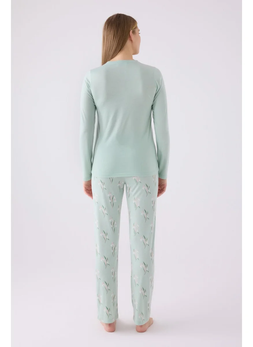 Arnetta Women's Long Sleeve Pajama Set AR3062 Nile Green