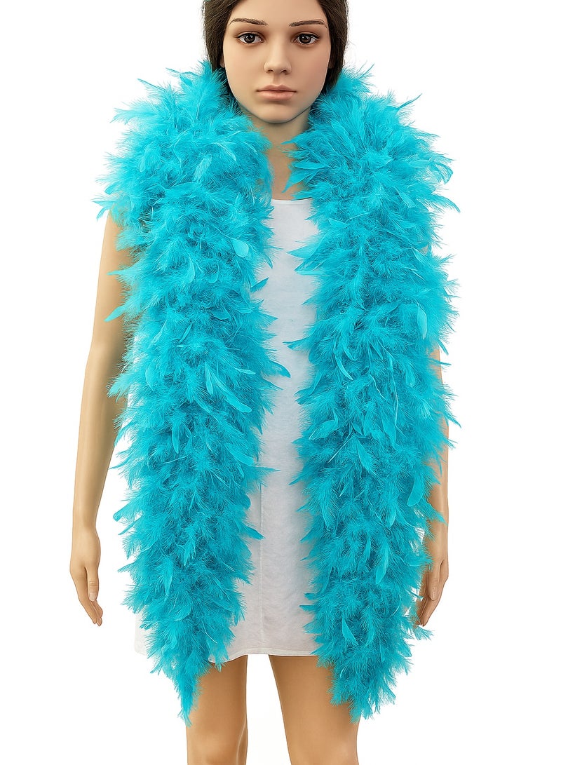 2-Meter Extra Fluffy Feather Boa - Vibrant Colors for Costumes, Parties, Dress-Up, & Crafts | Natural Feather Scarf for Adults & Kids-Sky-Blue