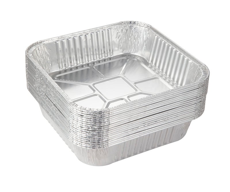 Waytiffer 25pack 8 x 8 Aluminum foil Pans Disposable Heavy Duty Square baking Cake Pan Cooking Tins Homemade Breads Oven PansFoil Pan Baking pan Roasting