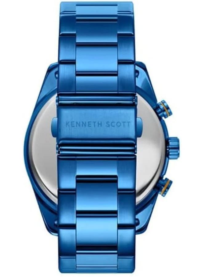 KENNETH SCOTT Kenneth Scott Men's Epson VX9N Movement Watch, Analog Display and Stainless Steel Strap - K24117-NBNN, Blue
