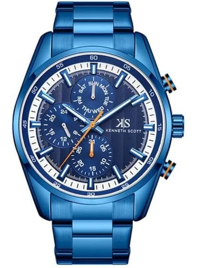 كينيث سكوت ساعة كينيث سكوت للرجال بحركة إبسون ، مينا تناظري وسوار ستانلس ستيل - -، أزرق