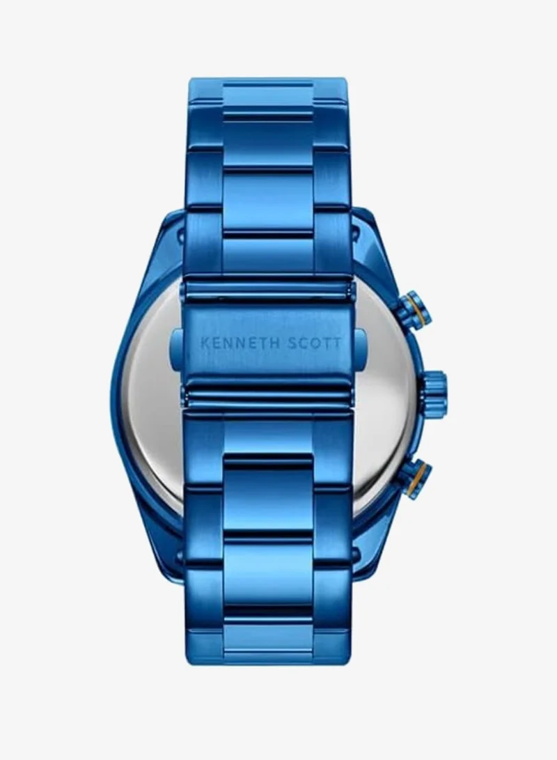 Kenneth Scott Blue Kenneth Scott Men's Epson VX9N Movement Watch, Analog Display and Stainless Steel Strap - K24117-NBNN, Blue for Men | Best Price UAE