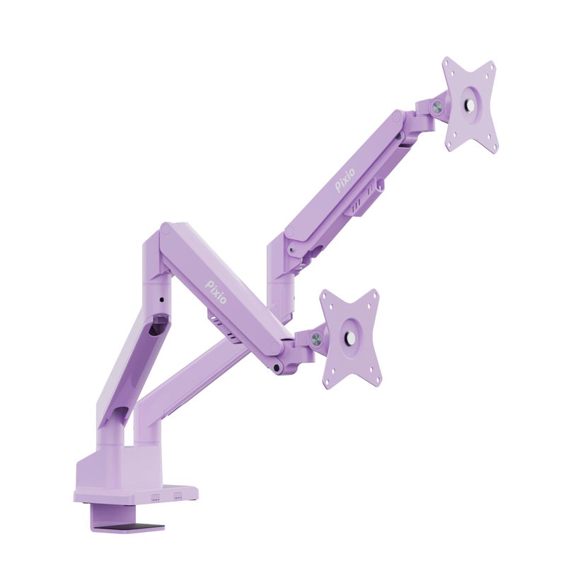 Pixio PS1D Wave Purple Dual Monitor Arm Stand Desk Mount - Fits up to 32 inches Monitors and up to 19.8lbs. VESA Compatibility and Integrated Cable Management - Image 1