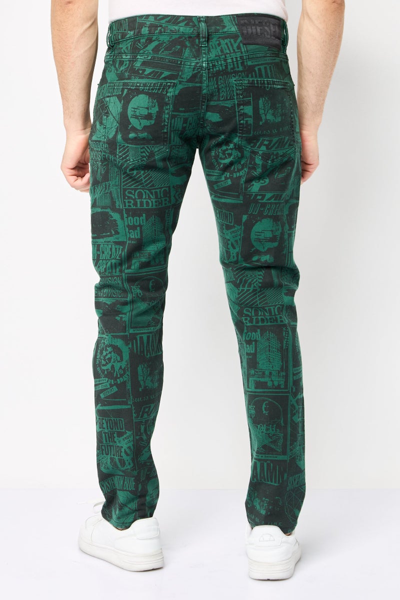 DIESEL Men Slim Fit Graphic Print Stretchable Denim Jeans, Multicolor - Image 4