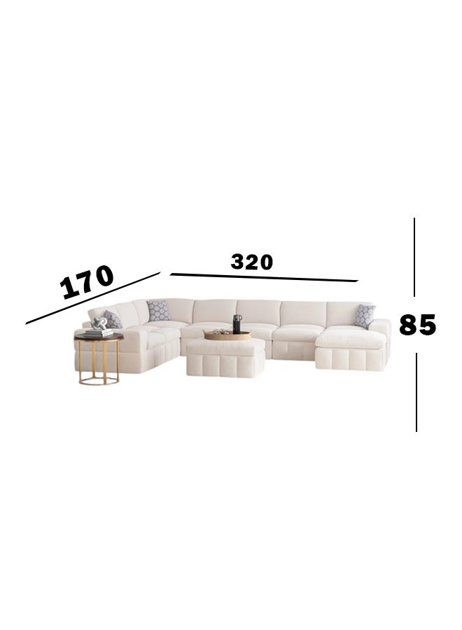 HomeJoyz |  Royal The Comfort Cradle Sectional Sofa - U-Shape Design - White Linen - Image 3