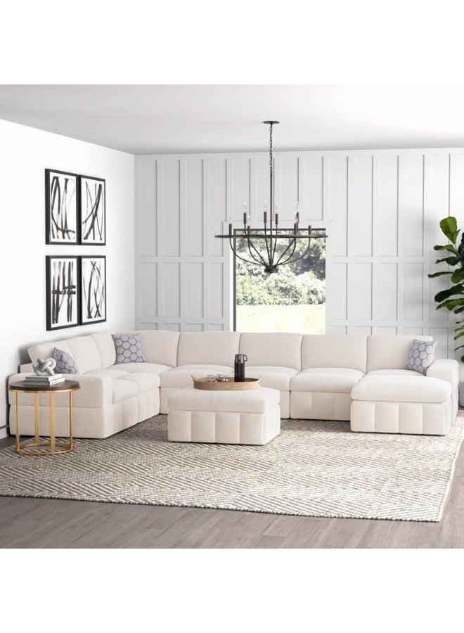 HomeJoyz |  Royal The Comfort Cradle Sectional Sofa - U-Shape Design - White Linen - Image 1