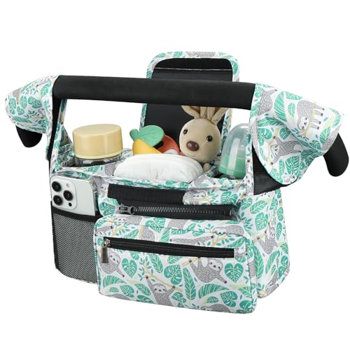Accmor Universal Stroller Organizer with Insulated Cup Holder Detachable Phone Bag and Shoulder StrapStroller Bag Caddy Organizer Fits for Uppababy Baby Jogger Britax Strollers - Image 1