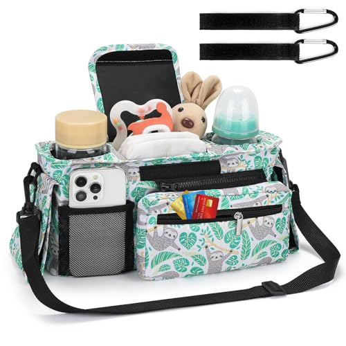Accmor Universal Stroller Organizer with Insulated Cup Holder Detachable Phone Bag and Shoulder StrapStroller Bag Caddy Organizer Fits for Uppababy Baby Jogger Britax Strollers - Image 3