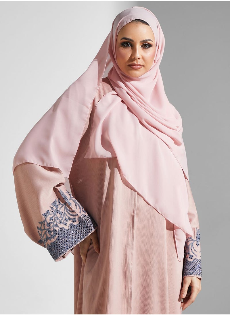 hayas closet - Embroidered Flared Sleeve Abaya - Image 1