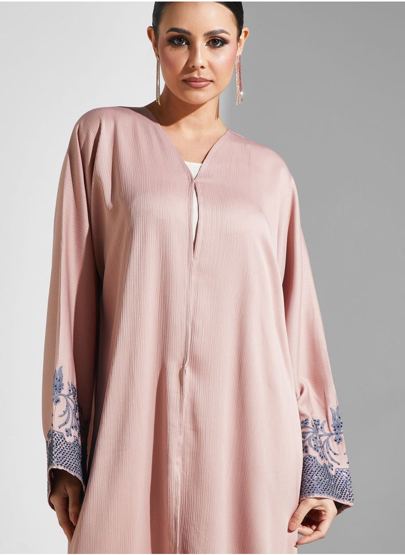 hayas closet - Embroidered Flared Sleeve Abaya - Image 1