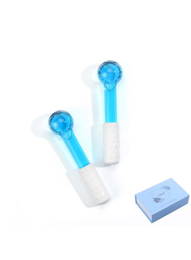 CIBLUTY ICE Globes Small Balls for Eyes, 2 PCS Blue Facial Globes for Massage Tool, Facial Roller Cold Skin Massagers, Tighten Skin, Reduce Puffiness and Dark Circles, Enhance Circulation - Image 1