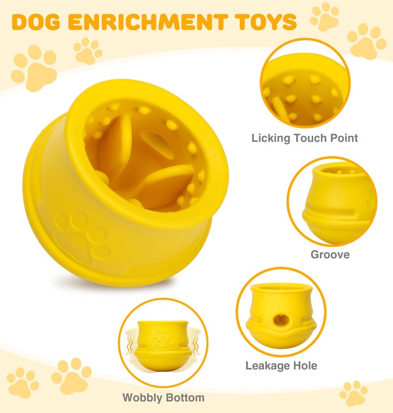 PETZEE Dog Enrichment Toys, Interactive Puzzle Toys for Dogs-Long-Lasting Nature Rubber & Durable, Dog Toys to Keep Them Busy,Holds Kibble-Treats Frozen Treat Toy for Dog, Lemon,M - Image 2