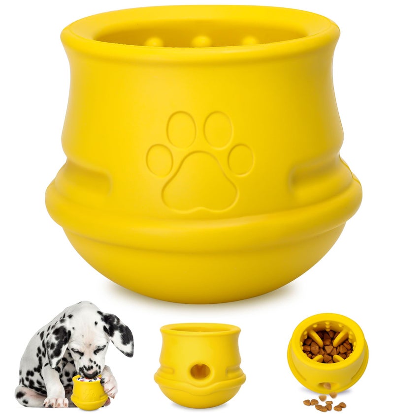PETZEE Dog Enrichment Toys, Interactive Puzzle Toys for Dogs-Long-Lasting Nature Rubber & Durable, Dog Toys to Keep Them Busy,Holds Kibble-Treats Frozen Treat Toy for Dog, Lemon,M - Image 1