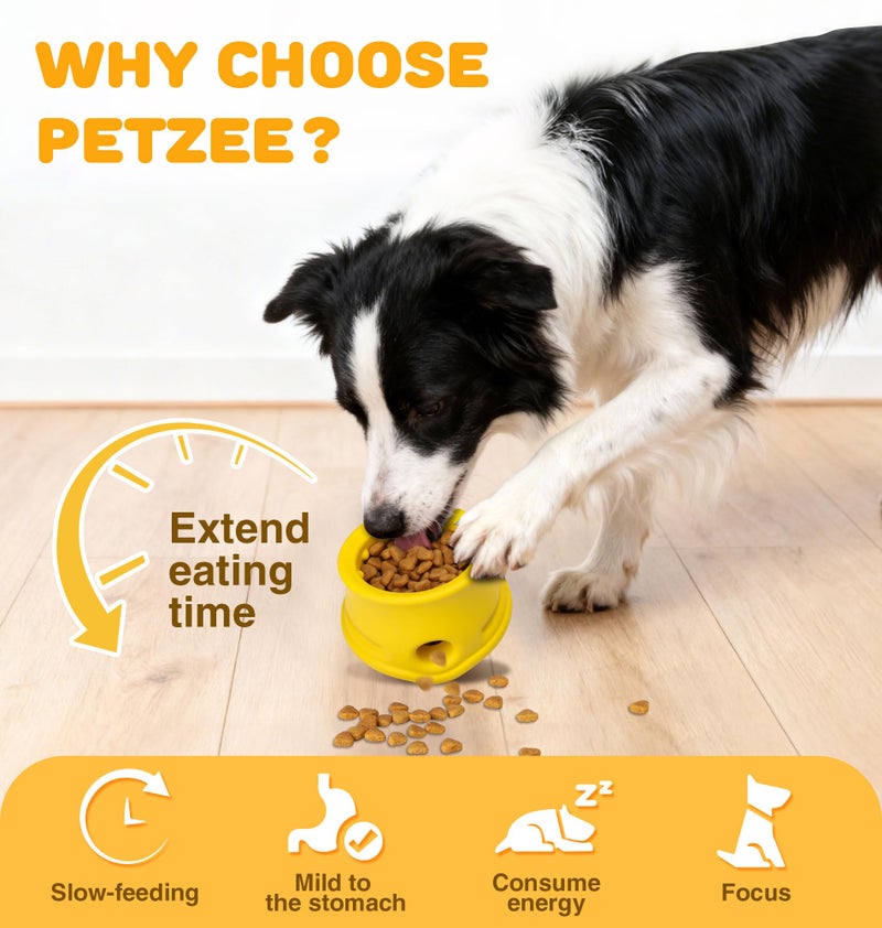 PETZEE Dog Enrichment Toys, Interactive Puzzle Toys for Dogs-Long-Lasting Nature Rubber & Durable, Dog Toys to Keep Them Busy,Holds Kibble-Treats Frozen Treat Toy for Dog, Lemon,M - Image 5