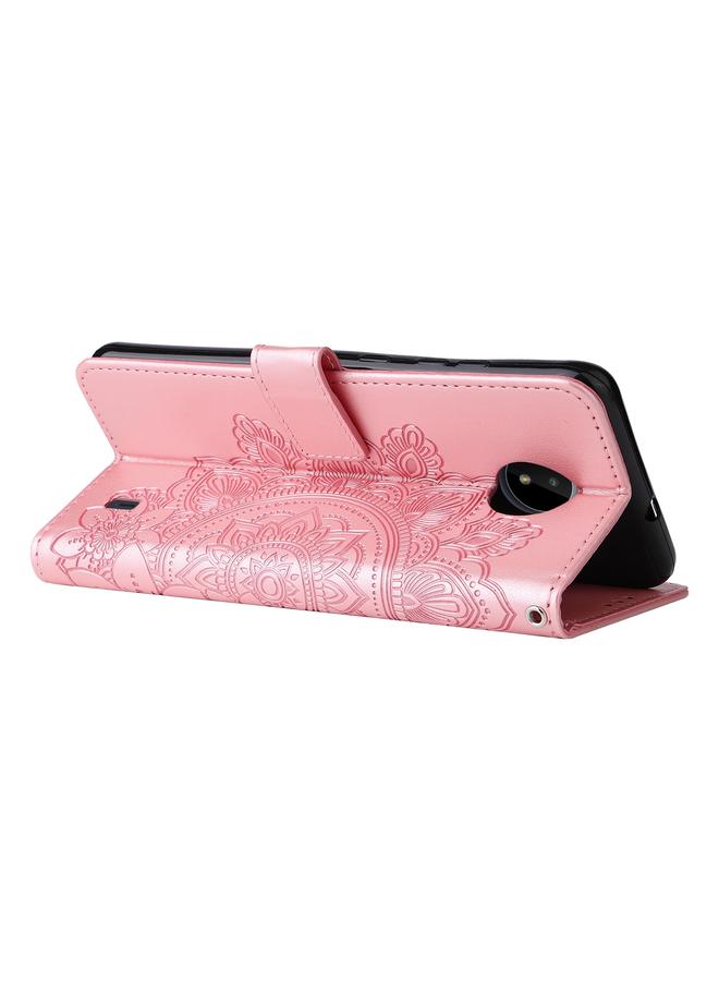 S-TOP Case For Nokia C20 / C10 7-petal Flowers Embossing Horizontal Flip Leather Phone Case with Holder & Card Slots - Image 5