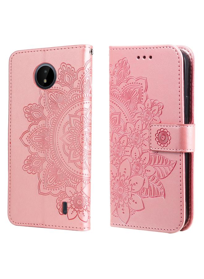 S-TOP Case For Nokia C20 / C10 7-petal Flowers Embossing Horizontal Flip Leather Phone Case with Holder & Card Slots - Image 1