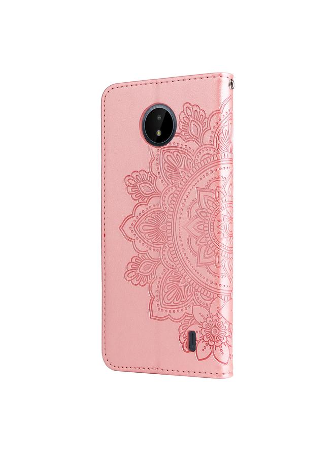 S-TOP Case For Nokia C20 / C10 7-petal Flowers Embossing Horizontal Flip Leather Phone Case with Holder & Card Slots - Image 3