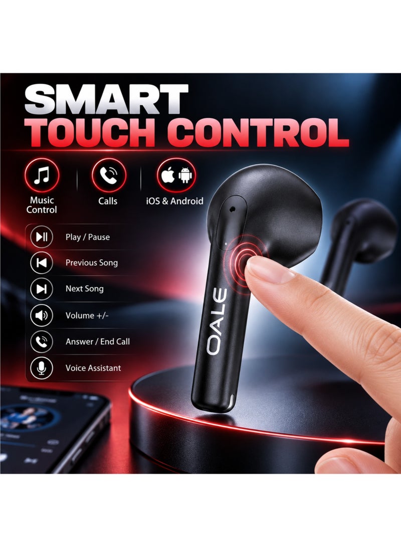 OALE iTune 2 Wireless Earbuds Bluetooth 5.3 with ENC, Touch Control, 30H Playtime, Black - Image 4