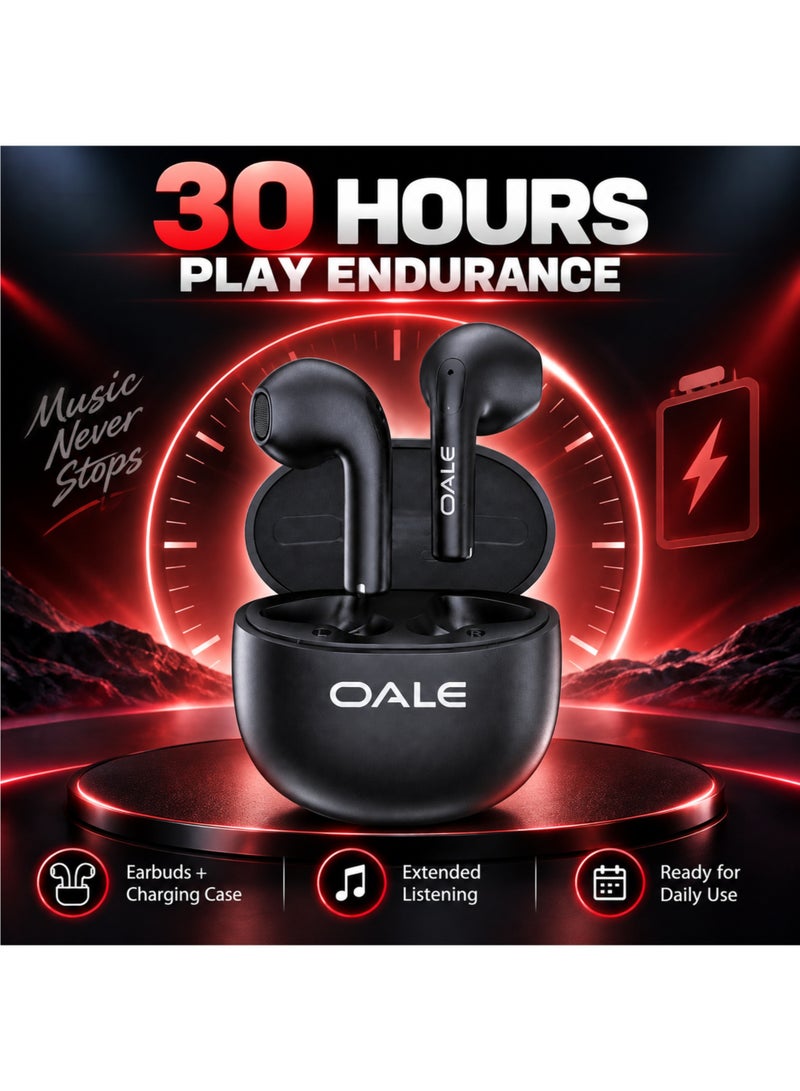 OALE iTune 2 Wireless Earbuds Bluetooth 5.3 with ENC, Touch Control, 30H Playtime, Black - Image 2