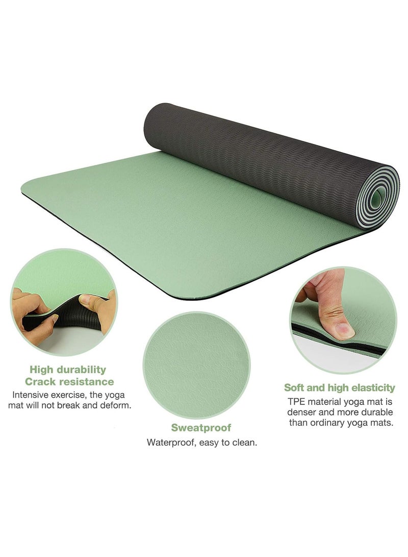 Generic Yoga Mat, Extra Thick 6MM TPE Fitness Exercise Mat with Carrying Sling & Storage Bag, Workout Mats for Women Men, for Home, Pilates and Floor Exercises - Image 5