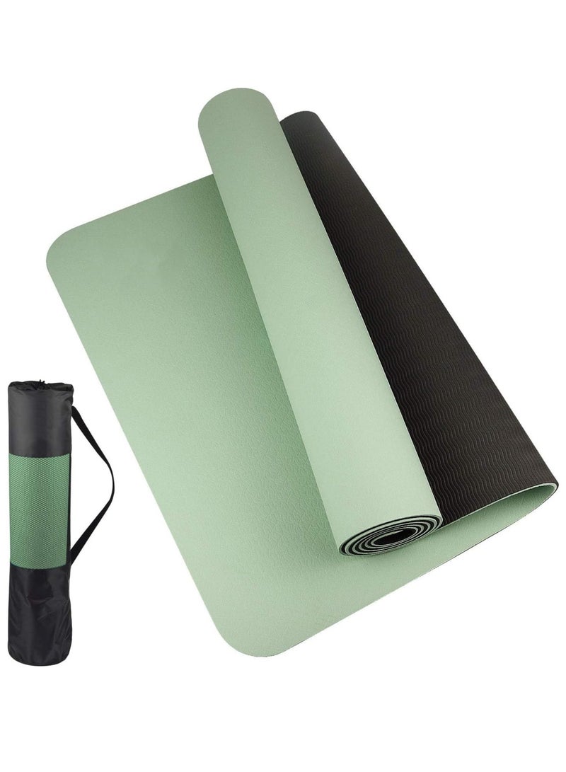 Generic Yoga Mat, Extra Thick 6MM TPE Fitness Exercise Mat with Carrying Sling & Storage Bag, Workout Mats for Women Men, for Home, Pilates and Floor Exercises - Image 2