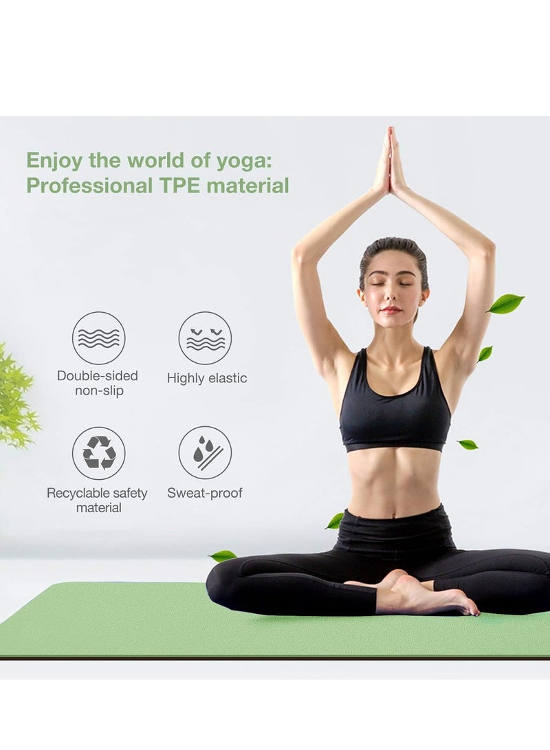 Generic Yoga Mat, Extra Thick 6MM TPE Fitness Exercise Mat with Carrying Sling & Storage Bag, Workout Mats for Women Men, for Home, Pilates and Floor Exercises - Image 1