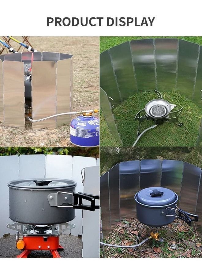 Generic - Folding Camping Stove Windscreen 14 Plates Aluminum Camping Stove Windshield with Carrying Bag Portable for Stove,Gas Stove Outdoor Cooker Butane Burner Wind Shield - Image 1