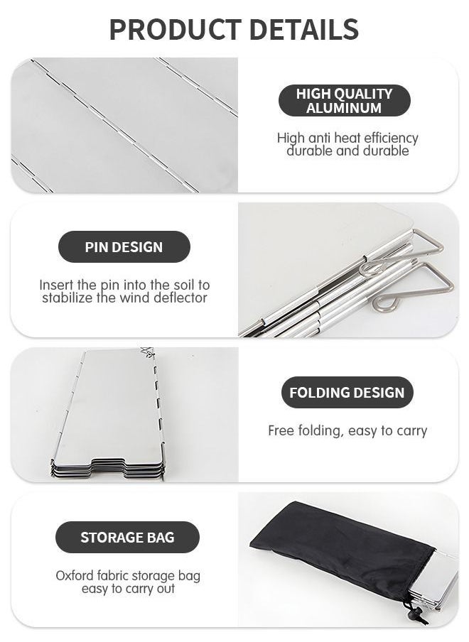 Generic - Folding Camping Stove Windscreen 14 Plates Aluminum Camping Stove Windshield with Carrying Bag Portable for Stove,Gas Stove Outdoor Cooker Butane Burner Wind Shield - Image 1