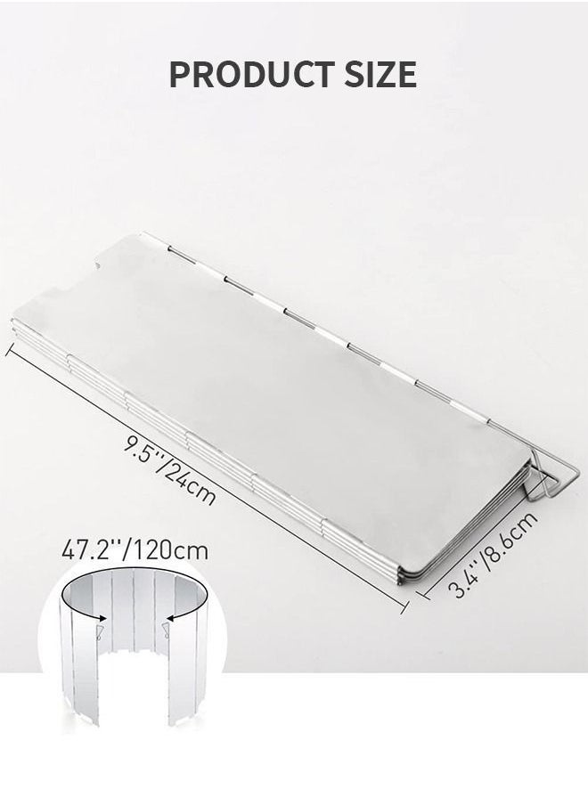 Generic - Folding Camping Stove Windscreen 14 Plates Aluminum Camping Stove Windshield with Carrying Bag Portable for Stove,Gas Stove Outdoor Cooker Butane Burner Wind Shield - Image 1