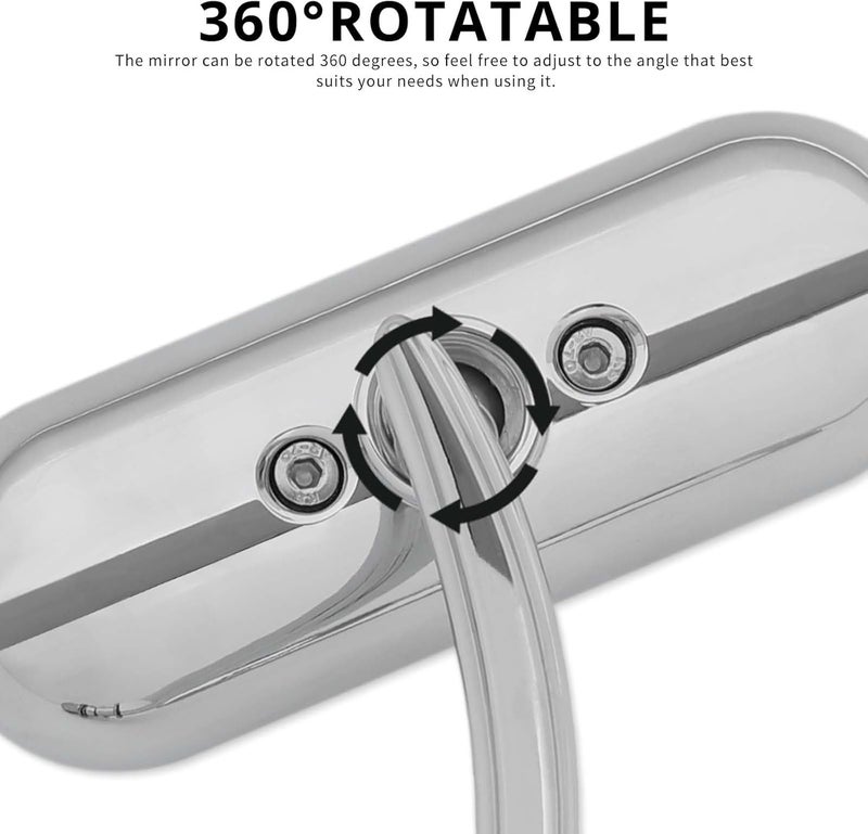 DREAMIZER مرايا خلفية للدراجات النارية من DREAMIZER بتشطيب كروم 8MM 10MM شكل بيضاوي ريترو ميني - Image 3