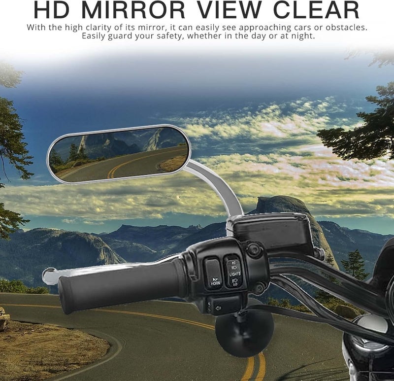 DREAMIZER مرايا خلفية للدراجات النارية من DREAMIZER بتشطيب كروم 8MM 10MM شكل بيضاوي ريترو ميني - Image 2