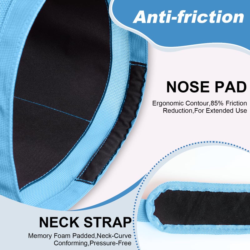 Wizbrio Heavy Duty Durable Waterproof Horse Feed Bag with Adjustable Strap - Mesh Grain Design, Comfort Neck Pad & Nose Pad Sky - Blue - Image 4